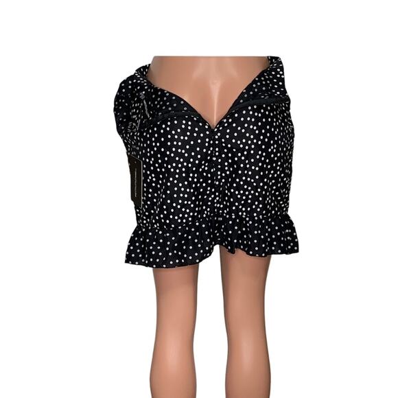 PrettyLittlething NWT Skirt Ruffles Black Polka Dot Size 8 - Picture 7 of 12
